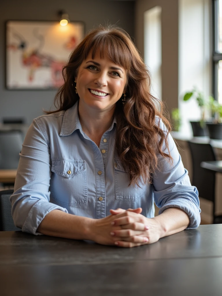 Editorial style photograph of person working at sleek modern desk, soft bokeh effect, shallow focus highlighting engaged expression, professional environment, personal branding imagery
