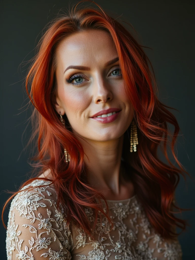 Studio portrait of person, high fashion styling, fine art photography by Annie Leibovitz