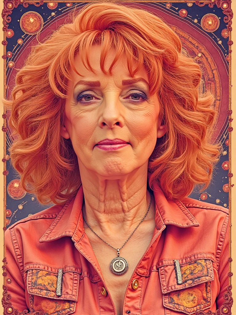 an illustration poster inspired by the movie The labyrinth of Pan. The poster is centered on person depicted as female Ziggy Stardust. In the style of Jack Kirby, psychedelic colors and shapes